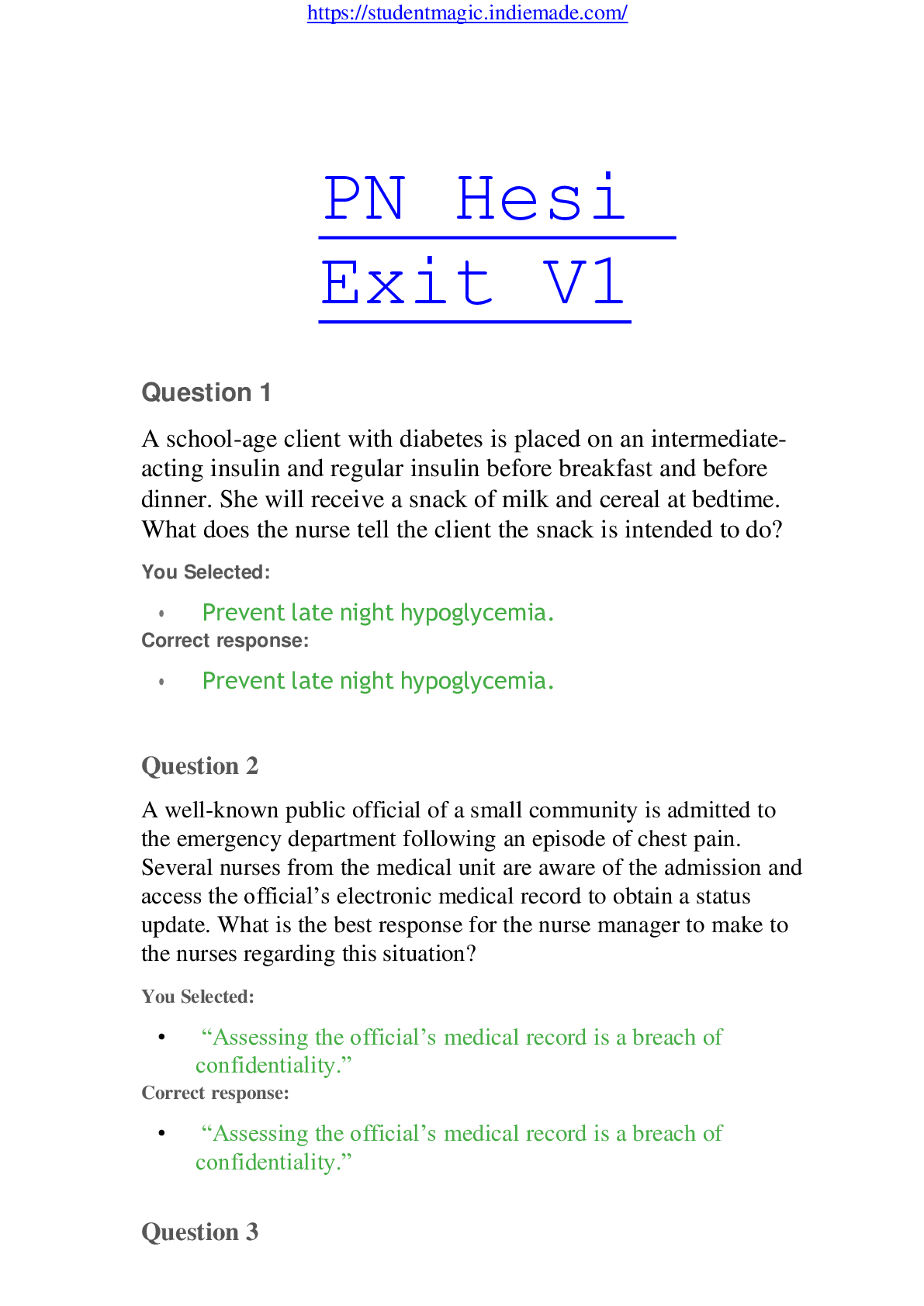 Preview image of HESI PN Exit Exam V1 document
